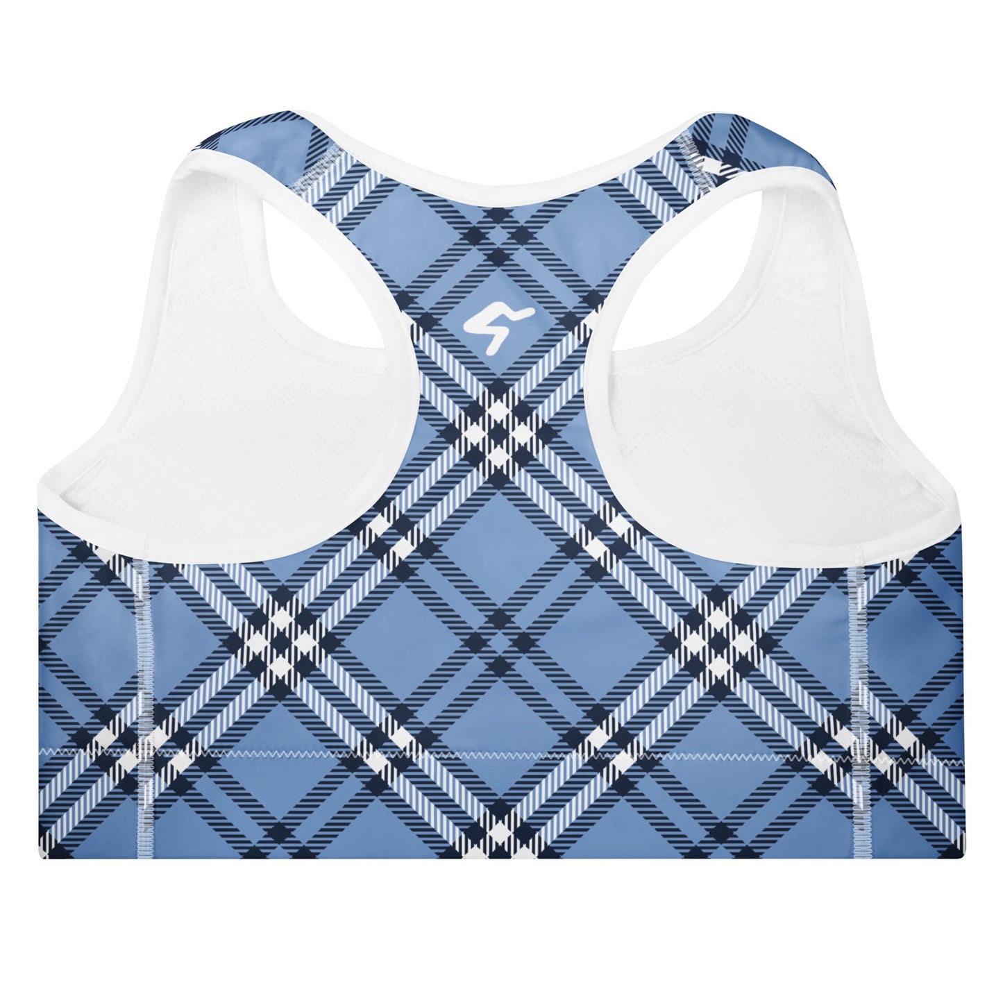 GymBum UK Highland Check Padded Sports Bra– Blue