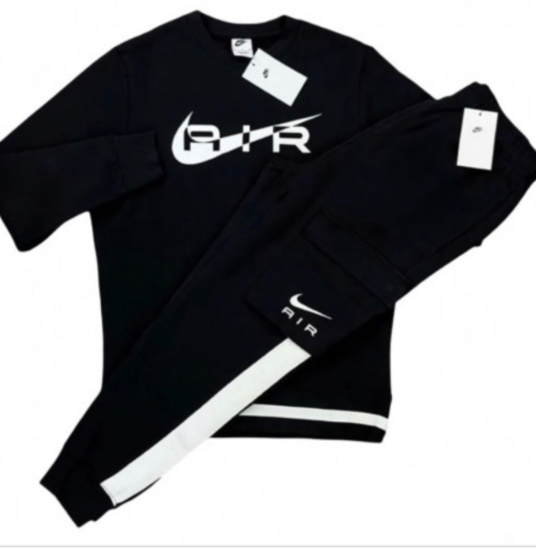 NIKE SWOOSH AIR FULL TRACKSUIT MENS BLACK WHITE