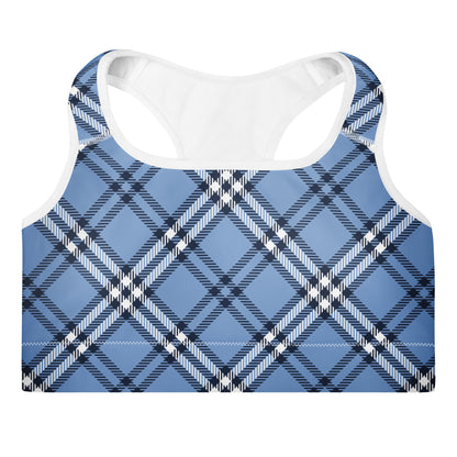 GymBum UK Highland Check Padded Sports Bra– Blue